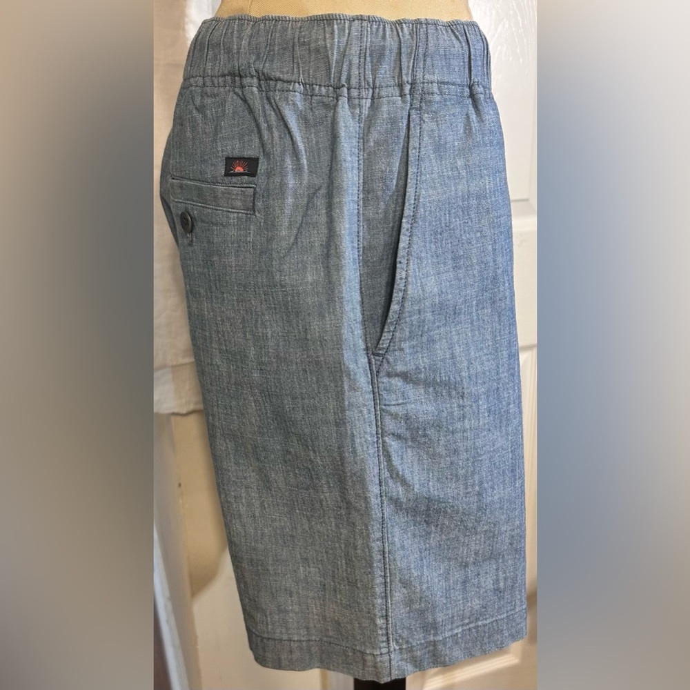 Faherty Light Blue Denim Drawstring Logo Shorts: … - image 4